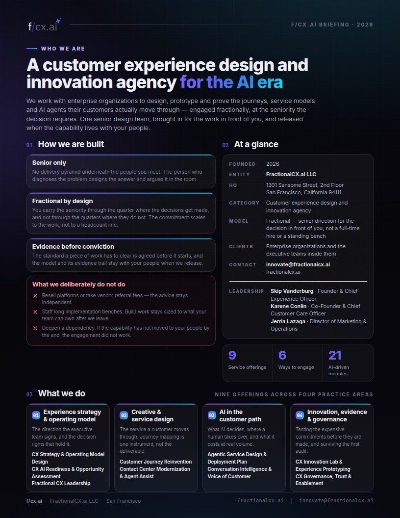 f/cx.ai Briefing — page one