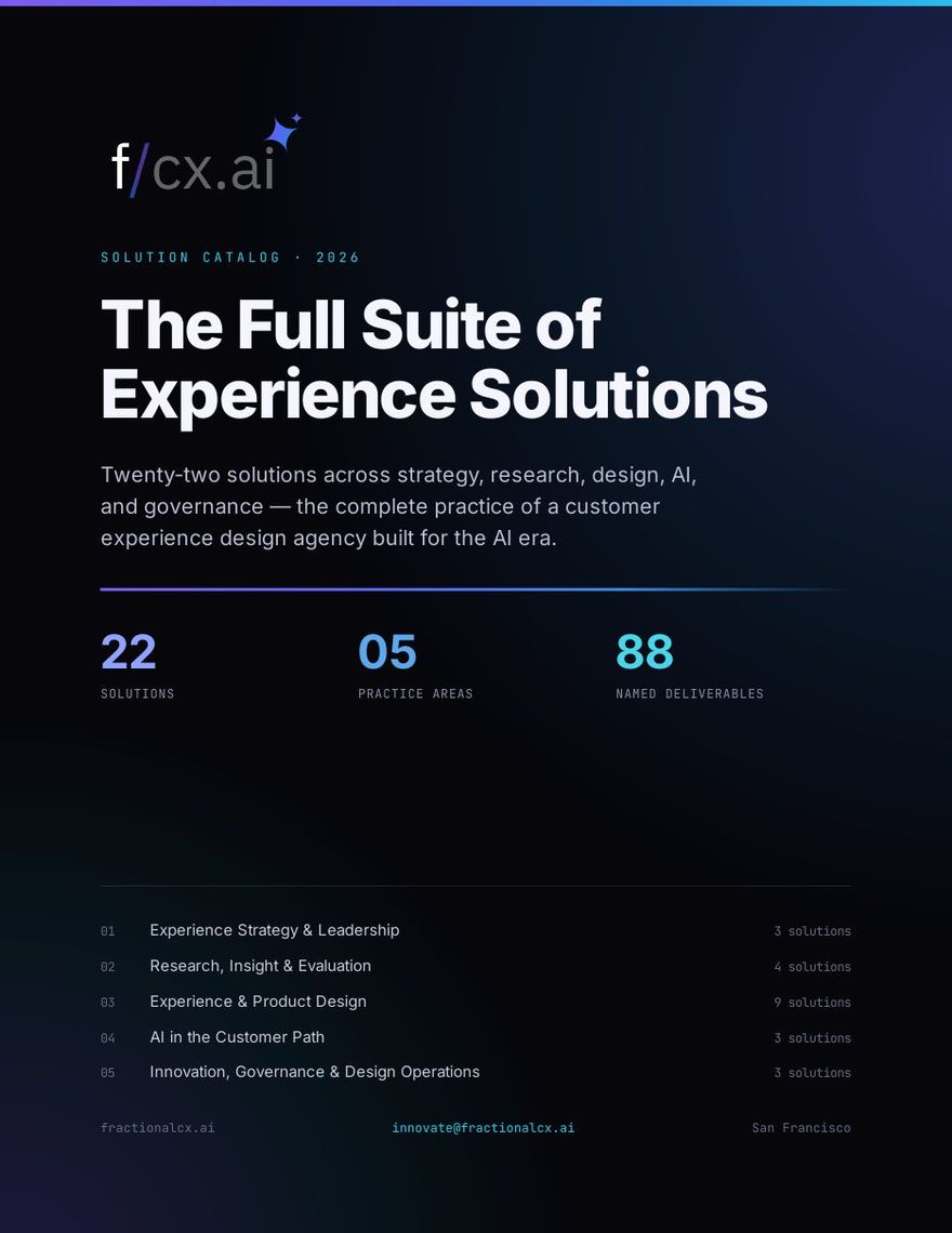 The Full Suite of Experience Solutions — page one
